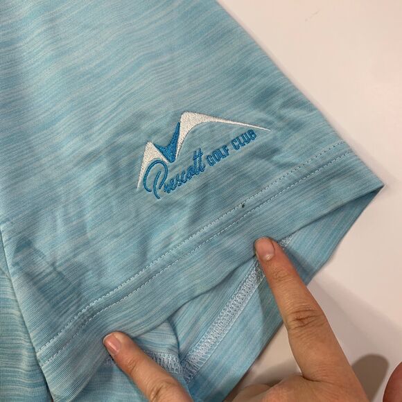 FJ FootJoy Polo Shirt Mens XL Extra Large Sky Blue Prescott Golf Club Droptail - Picture 3 of 13